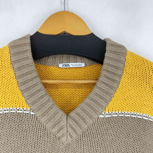 ザラ ZARA Vネック ボーダーニット メンズ US L
