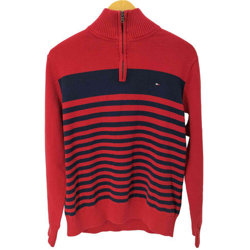 トミーヒルフィガー TOMMY HILFIGER ボーダーコットンハーフジップニット メンズ import:L