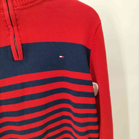 トミーヒルフィガー TOMMY HILFIGER ボーダーコットンハーフジップニット メンズ import:L