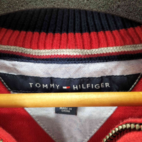 トミーヒルフィガー TOMMY HILFIGER ボーダーコットンハーフジップニット メンズ import:L