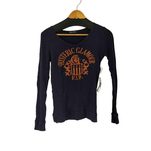 ヒステリックグラマー HYSTERIC GLAMOUR フロントプリントVネックコットンニット ヒスガール レディース FREE