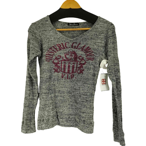 ヒステリックグラマー HYSTERIC GLAMOUR フロントプリントVネックコットンニット ヒスガール レディース FREE