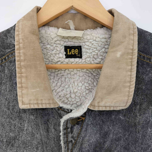 リー Lee 70-80s ケミカルウォッシュ ブラックデニム 裏ボア カバーオール シェルパ メンズ import:L