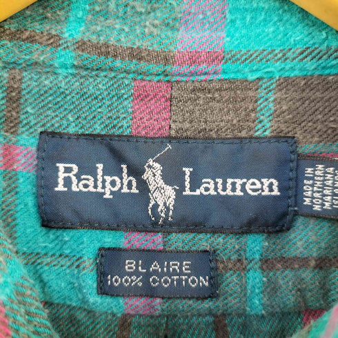 ラルフローレン RALPH LAUREN BLAIRE ポニー刺繍 チェック フランネルBDシャツ メンズ JPN:M