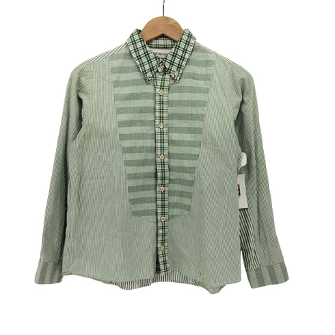 バナルシックビザール banal chic bizarre 柄切替 チェック ストライプ L/S ボタンダウン シャツ メンズ