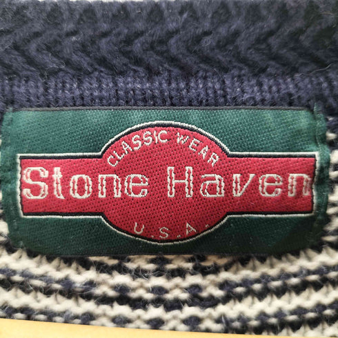 90s stone heaven ラミーコットン 総柄ニット メンズ JPN:L