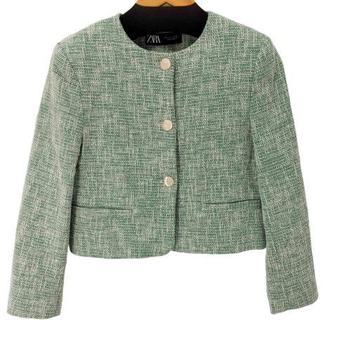 ザラ ZARA クロップドテクスチャーブレザー レディース import:S