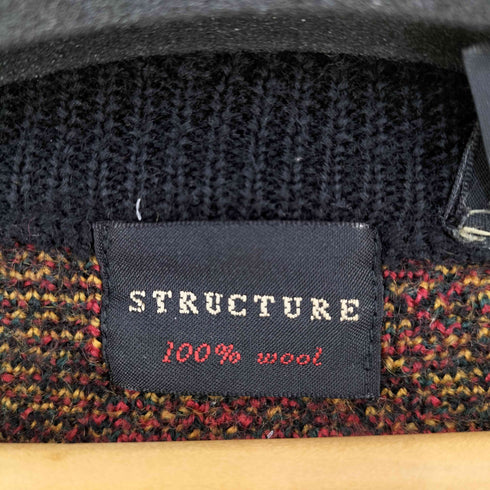 ストラクチャー STRUCTURE 香港製 チェック ウールカーディガン メンズ import:L