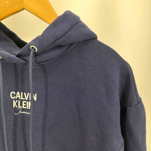 カルバンクラインジーンズ Calvin Klein Jeans ロゴプリント サイドジップ デザイン プルオーバー パーカー フーディー レディース import:S