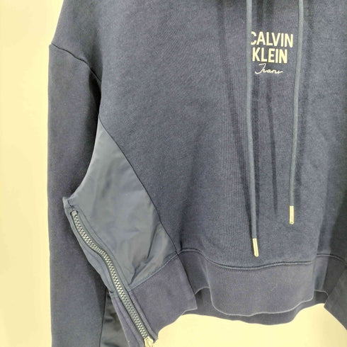 カルバンクラインジーンズ Calvin Klein Jeans ロゴプリント サイドジップ デザイン プルオーバー パーカー フーディー レディース import:S