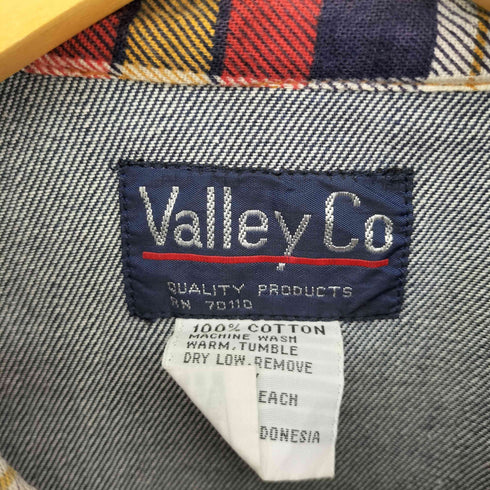 Valley Co 80S フランネルチェック生地切替 ラグラン ノーカラーデニムカバーオール メンズ JPN:L