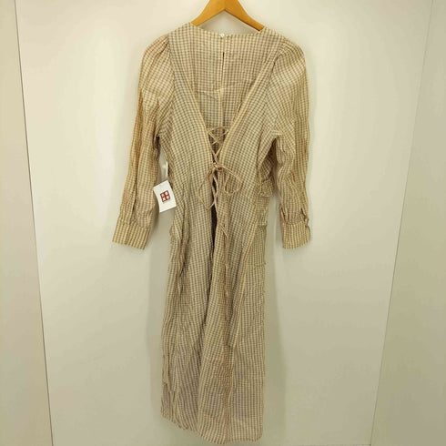 レイビームス Ray BEAMS チェック バック レースアップ ワンピース レディース