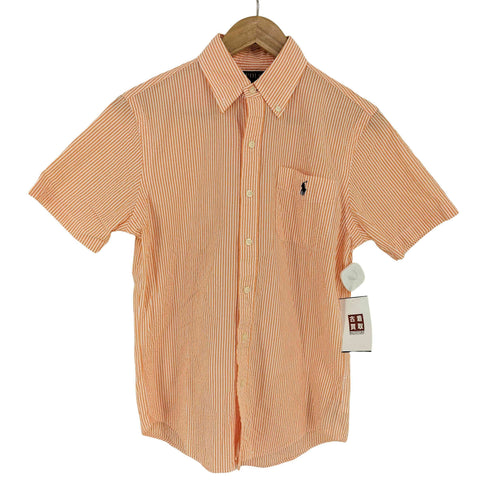 ポロラルフローレン POLO RALPH LAUREN RL UNTUCKED FIT スモールポニー刺繍 シアサッカーBD半袖ストライプシャツ メンズ import:XS