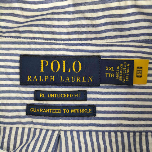 ポロラルフローレン POLO RALPH LAUREN RL UNTUCKED FIT スモールポニー刺繍 シアサッカーBD半袖ストライプシャツ メンズ import:XXL