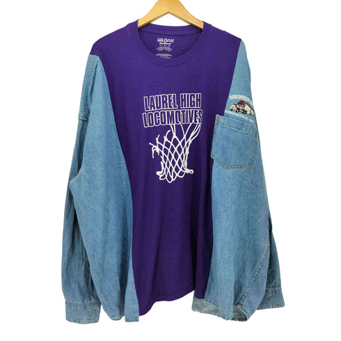 ギルダン GILDAN 90S 生地切替ドッキング ロングスリーブ カットソー メンズ JPN:XL