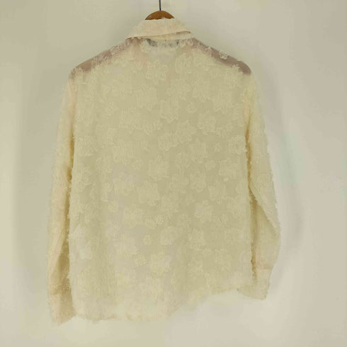 ザラ ZARA STRUCTURE FLOWER ストラクチャー フラワー ゴールドボタン シアー シャツ レディース import:XS