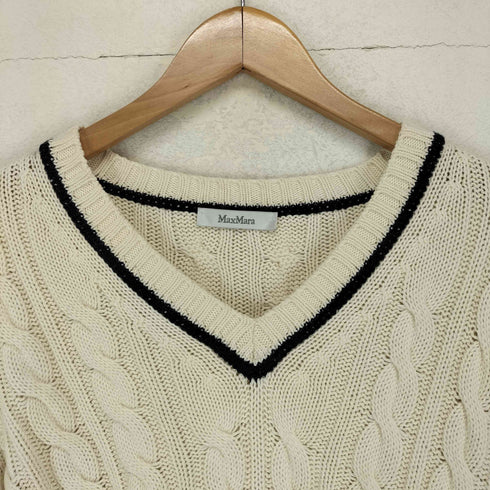 マックスマーラ MAX MARA 白タグ ケーブルVネックニット レディース