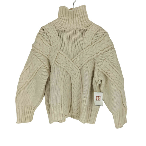 ザラ ZARA Ecru Chunky Cable Knit High Neck Oversized Sweater レディース JPN:M