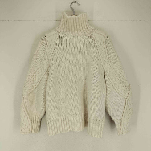 ザラ ZARA Ecru Chunky Cable Knit High Neck Oversized Sweater レディース JPN:M
