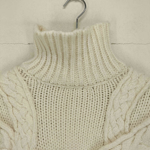 ザラ ZARA Ecru Chunky Cable Knit High Neck Oversized Sweater レディース JPN:M