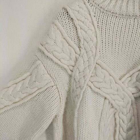 ザラ ZARA Ecru Chunky Cable Knit High Neck Oversized Sweater レディース JPN:M