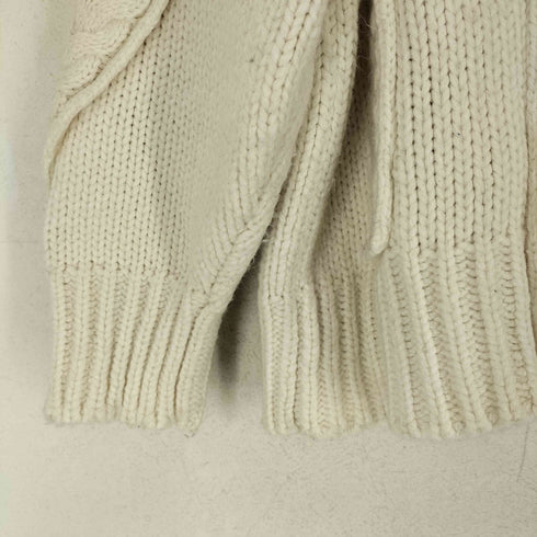 ザラ ZARA Ecru Chunky Cable Knit High Neck Oversized Sweater レディース JPN:M