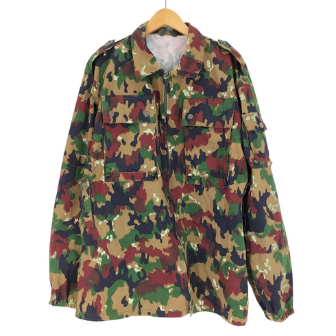 スイスミリタリー SWISS MILITARY SWISS ARMY スイス軍 アルペンカモ 迷彩柄 REAジップ フィールド ミリタリー シャツ メンズ EUR:52