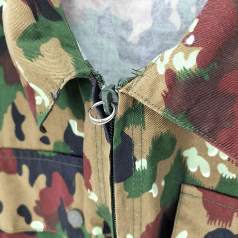 スイスミリタリー SWISS MILITARY SWISS ARMY スイス軍 アルペンカモ 迷彩柄 REAジップ フィールド ミリタリー シャツ メンズ EUR:52