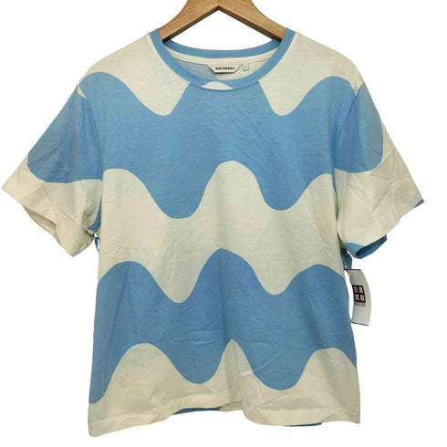 マリメッコ marimekko マルチカラー デザインボーダー ショートスリーブクルーネックTシャツ レディース JPN:M