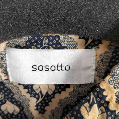 ソソット sosotto 綿100 花柄プリント ゴムシャーリング切替ブラウス レディース
