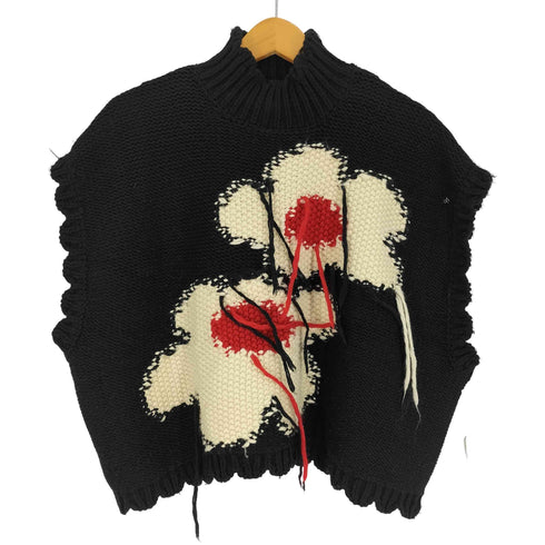 ザラ ZARA タートルネック フリンジ フラワー アクリル ニット ベスト レディース import:M