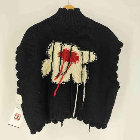 ザラ ZARA タートルネック フリンジ フラワー アクリル ニット ベスト レディース import:M