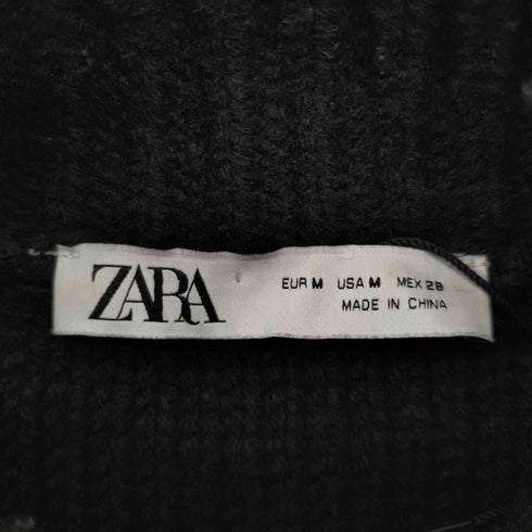ザラ ZARA タートルネック フリンジ フラワー アクリル ニット ベスト レディース import:M