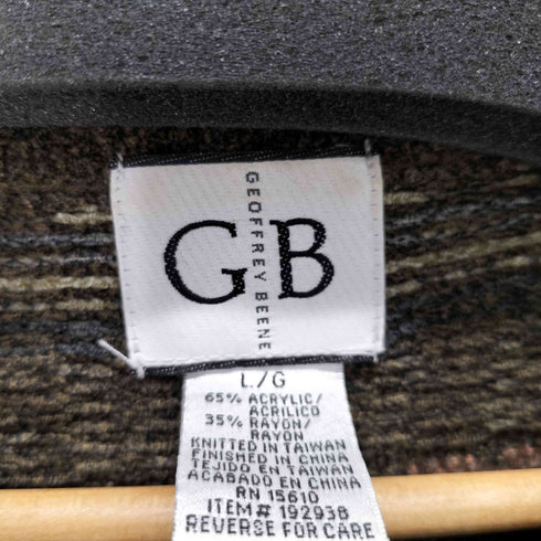 ジェフリービーン GEOFFREY BEENE 90S レーヨン混 総柄アクリルニット メンズ import:L