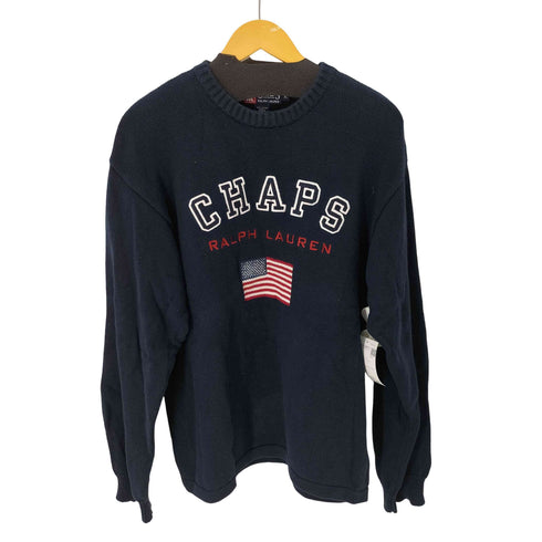 チャップスラルフローレン CHAPS RALPH LAUREN 90S 星条旗刺繍 クルーネックコットンニット メンズ import:XL