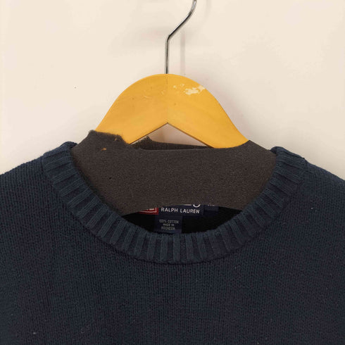 チャップスラルフローレン CHAPS RALPH LAUREN 90S 星条旗刺繍 クルーネックコットンニット メンズ import:XL