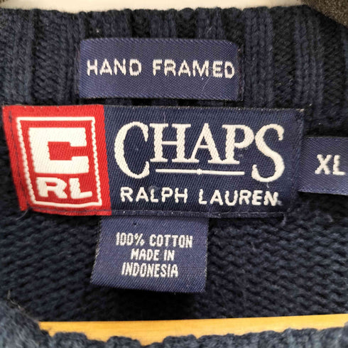チャップスラルフローレン CHAPS RALPH LAUREN 90S 星条旗刺繍 クルーネックコットンニット メンズ import:XL