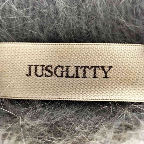 ジャスグリッティー JUSGLITTY アンゴラ混 シャギークロップドニット レディース