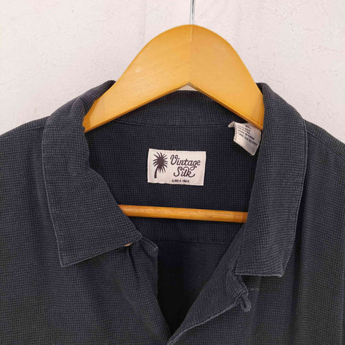 vintage silk ハニカム シルク オープンカラー S/S シャツ メンズ import:XL
