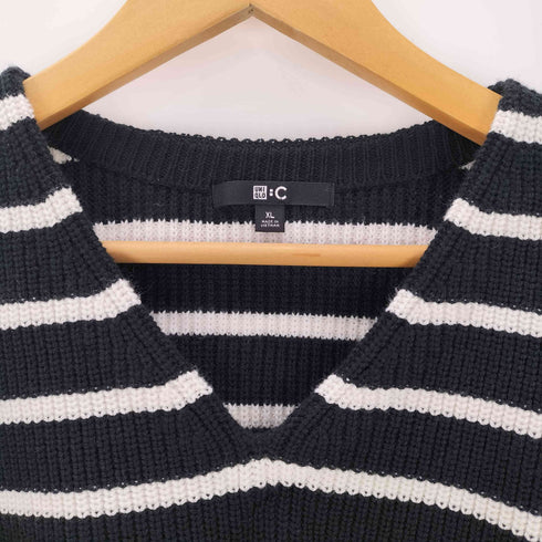 ユニクロシー UNIQLO:C ボーダーVネックショートセーター レディース JPN:XL