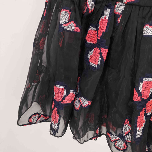 ZAYAN THE LABEL 刺繍 オーガンジー ノースリーブワンピース レディース