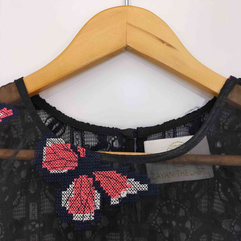 ZAYAN THE LABEL 刺繍 オーガンジー ノースリーブワンピース レディース