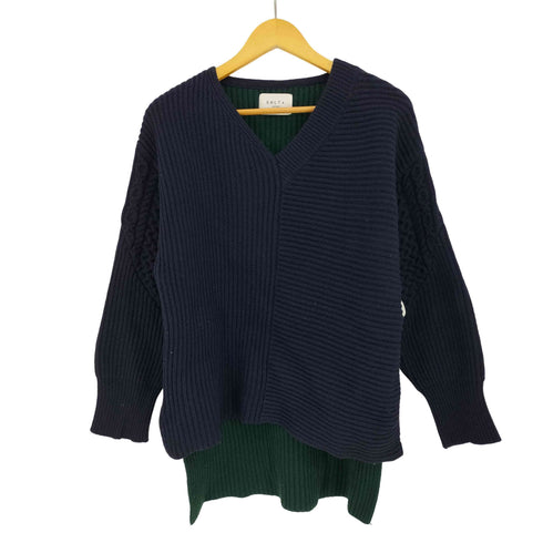 SALT+JAPAN 19AW ツートン Vネック スリットニット レディース 38