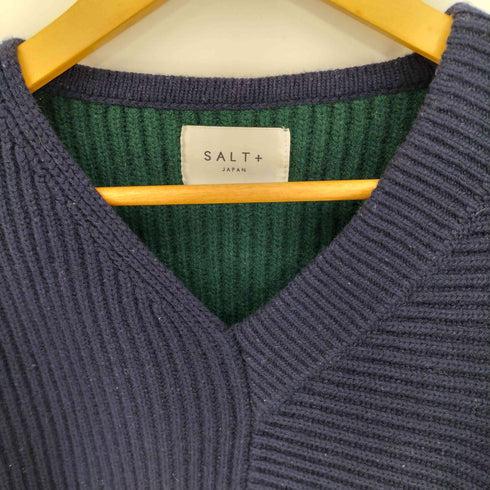 SALT+JAPAN 19AW ツートン Vネック スリットニット レディース 38