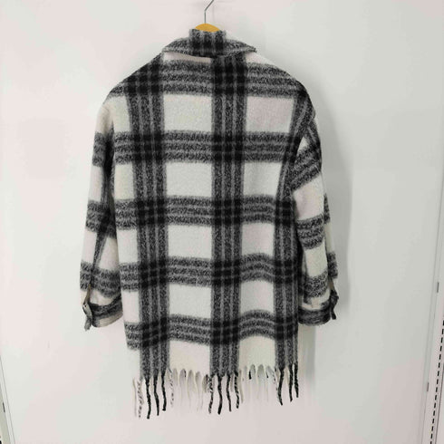 ザラ ZARA アクリル混フリンジチェックシャツジャケット レディース import:S
