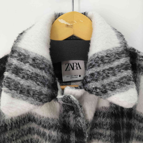 ザラ ZARA アクリル混フリンジチェックシャツジャケット レディース import:S