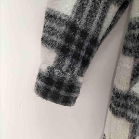 ザラ ZARA アクリル混フリンジチェックシャツジャケット レディース import:S