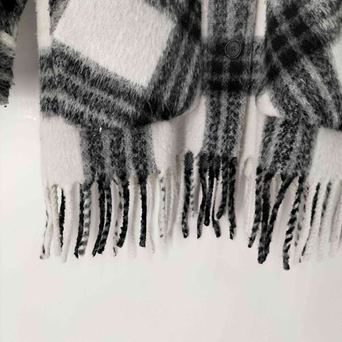 ザラ ZARA アクリル混フリンジチェックシャツジャケット レディース import:S