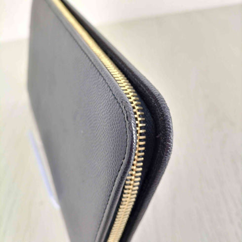サンローランパリ SAINT LAURENT PARIS Deep Marine Leather Zip-around Wallet ラウンドファスナー長財布 メンズ