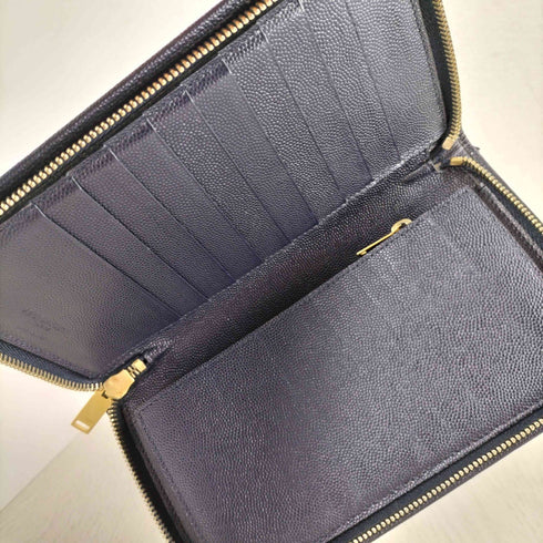 サンローランパリ SAINT LAURENT PARIS Deep Marine Leather Zip-around Wallet ラウンドファスナー長財布 メンズ